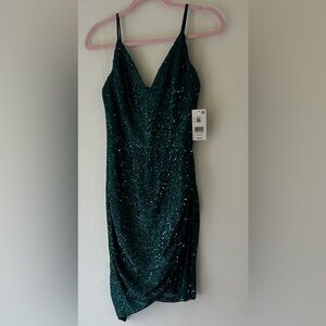 Crystal Doll Sparkling Green Mini Dress